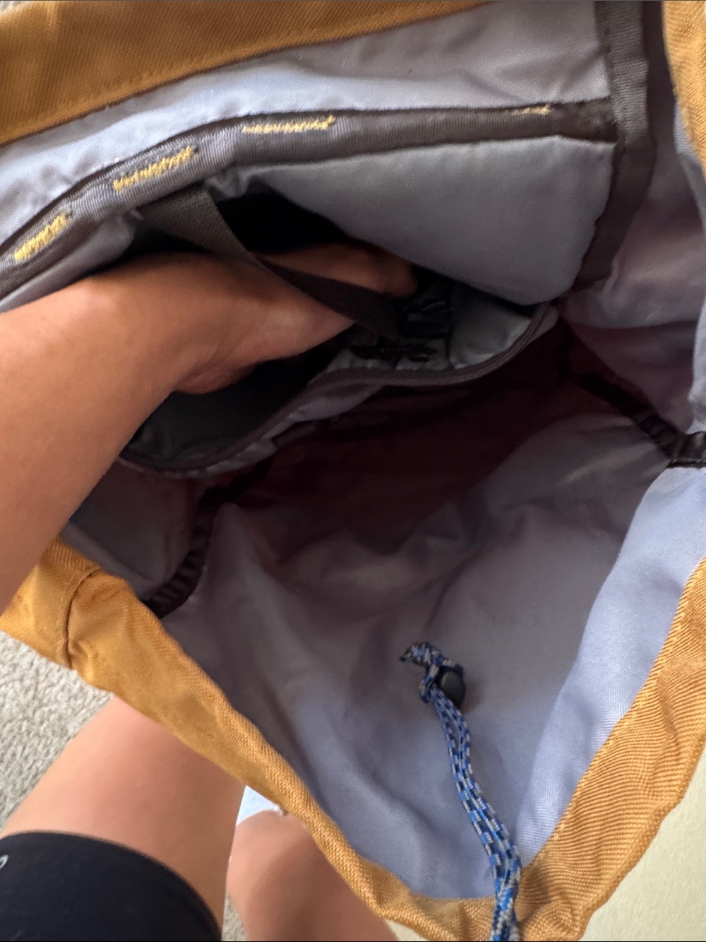 Patagonia Mustard Brown and Navy Roll-Top Pack - Picture 4 of 8